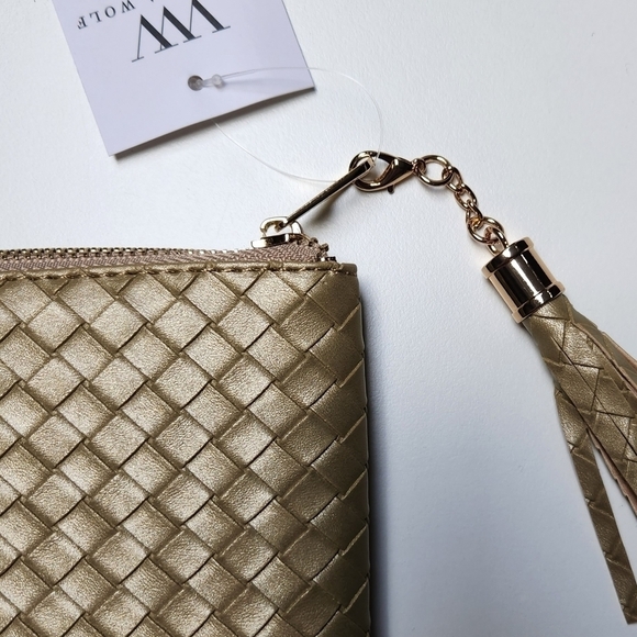 Virginia Wolf Mimi Woven Pouch Gold Metallic - Picture 8 of 14